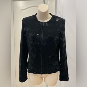 Joseph Ribkoff Size 4 Y2K Black Sequin Laser Cut Veston/Jacket